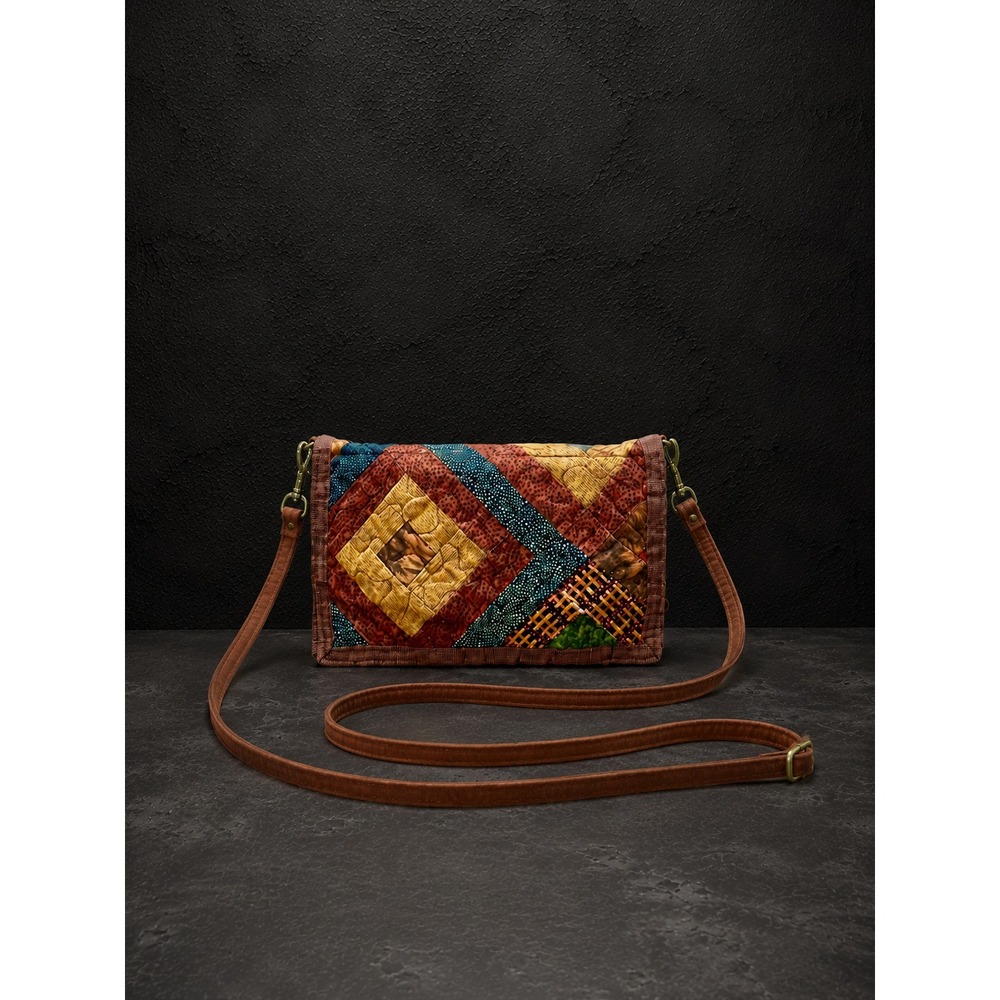 Vintage Donna Sharp Patchwork Quilted Crossbody Purse Rustic Boho Shoulder Bag